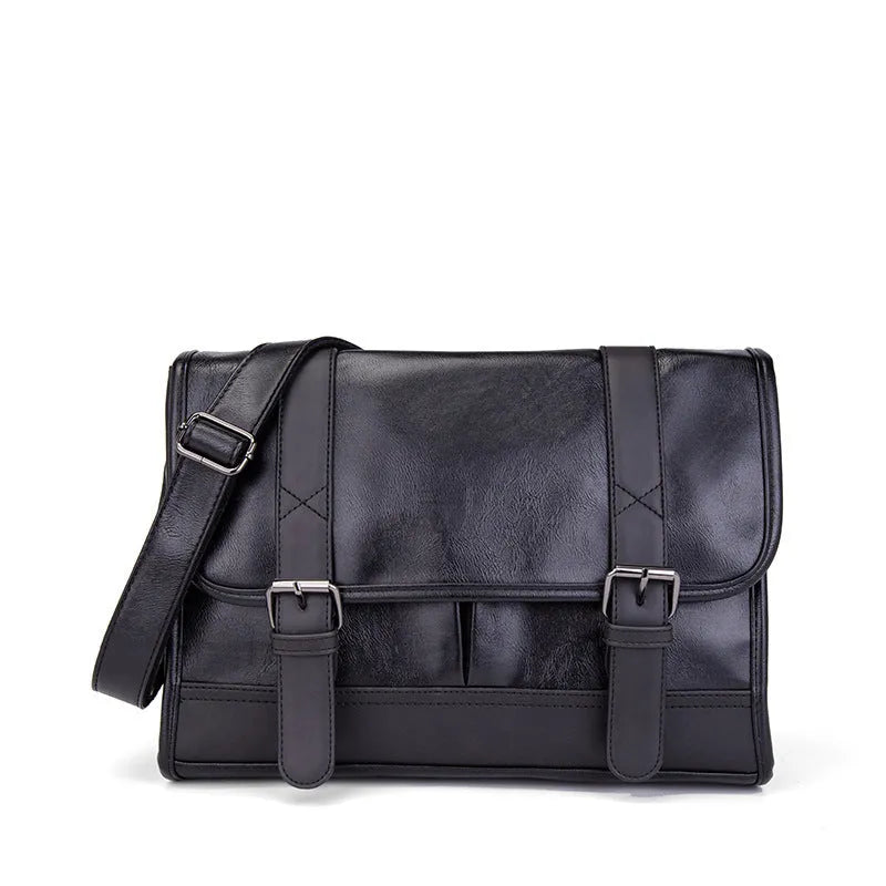 Black Korean style men's backpack with pu material and anti-theft function