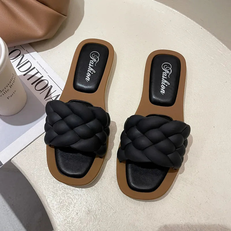 Women's plaid pattern PVC beach sandals with thick anti-skid soles in multiple colour options