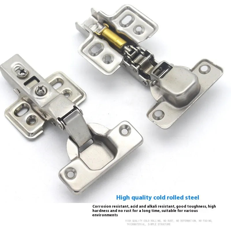 Nickel-plated hydraulic cabinet hinge with cold rolled steel construction and damping cushion mechanism