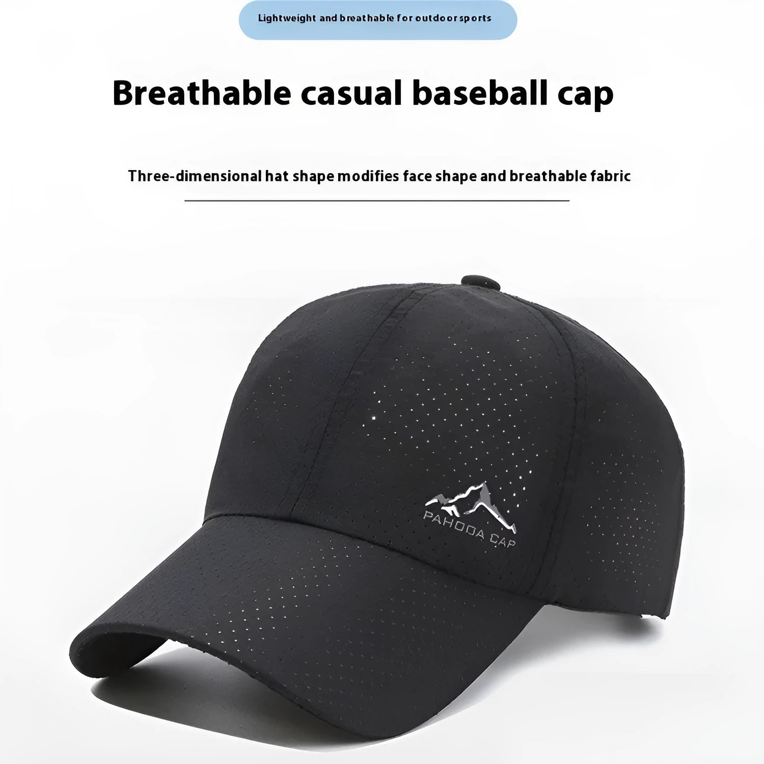 Adjustable polyester baseball cap in dome crown style for summer sun protection