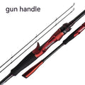 Carbon ultralight fishing rod showing straight handle and pikestaff handle options for lure spinning.
