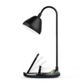 Black magnetic folding wireless charger showing adjustable stand position with USB cable