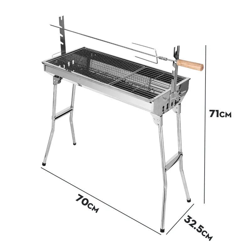 Large stainless steel portable charcoal barbecue oven body with flip design and dual grills