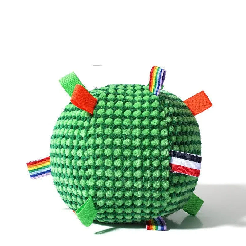 17cm blue and yellow pineapple texture vocal dog ball toy for chewing and interactive play