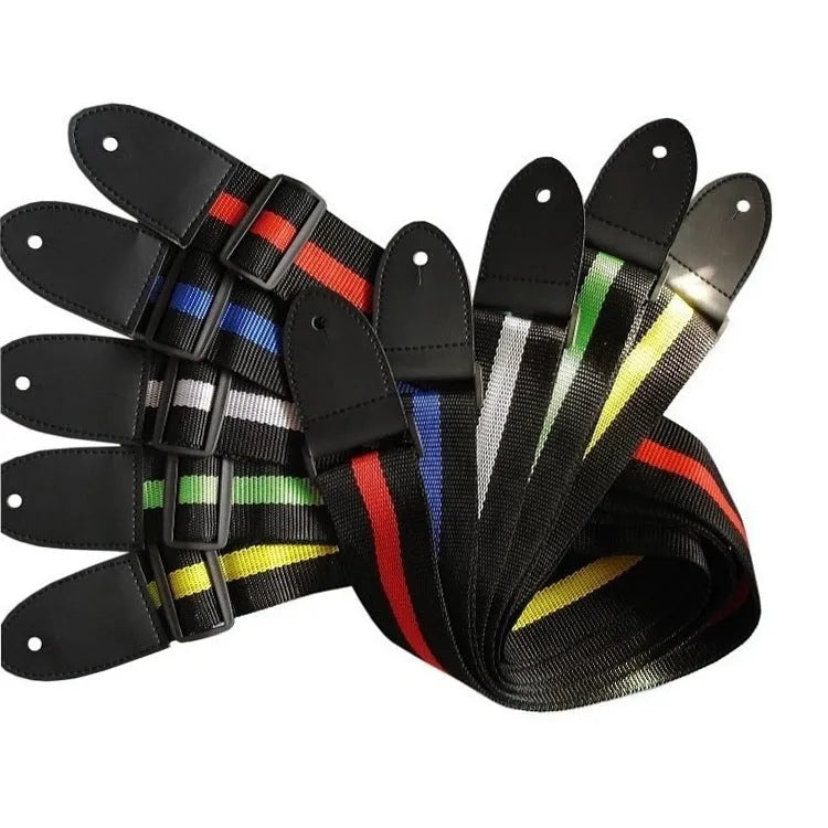 Universal woven guitar, bass, and ukulele strap shown in one of five colour options.
