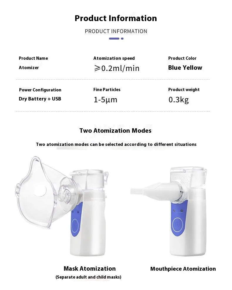 USB handheld household nebuliser spray machine with columnar plastic design and single fog outlet