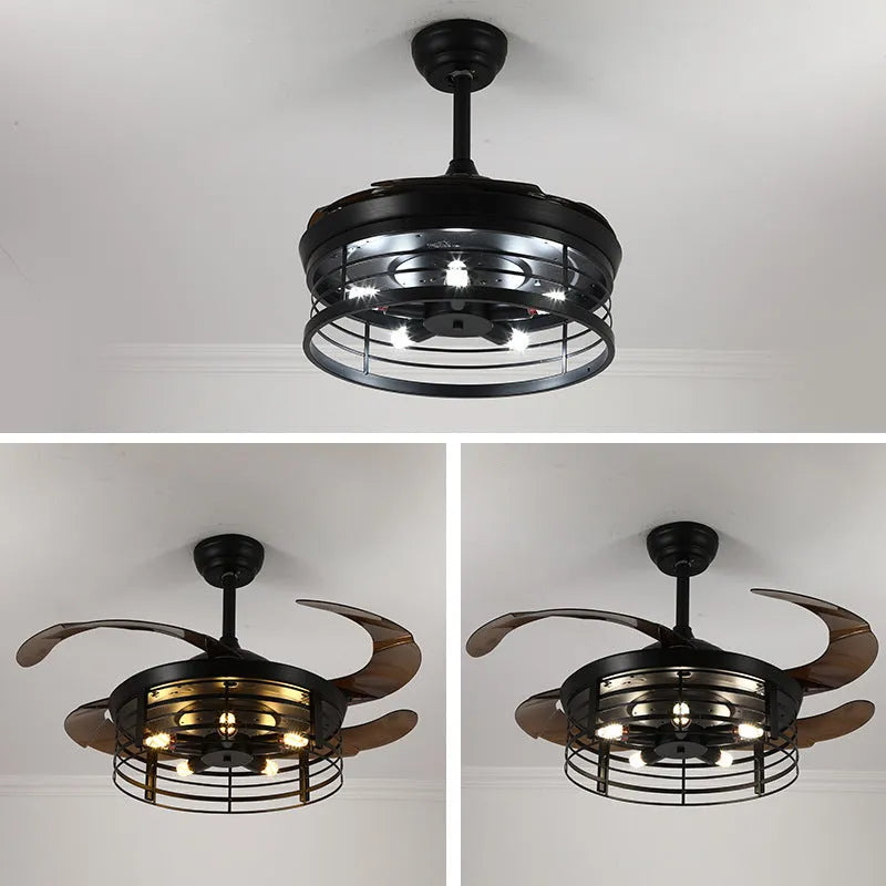 42-inch industrial American retro ceiling fan lamp with invisible blades and remote control
