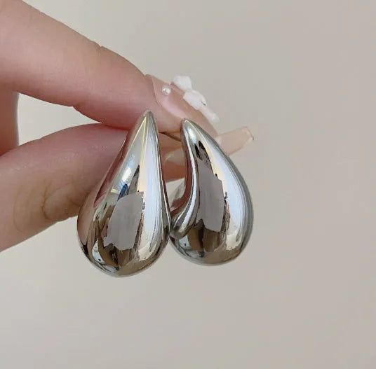 French golden drop earrings for women teardrop shape punk style electroplated gold