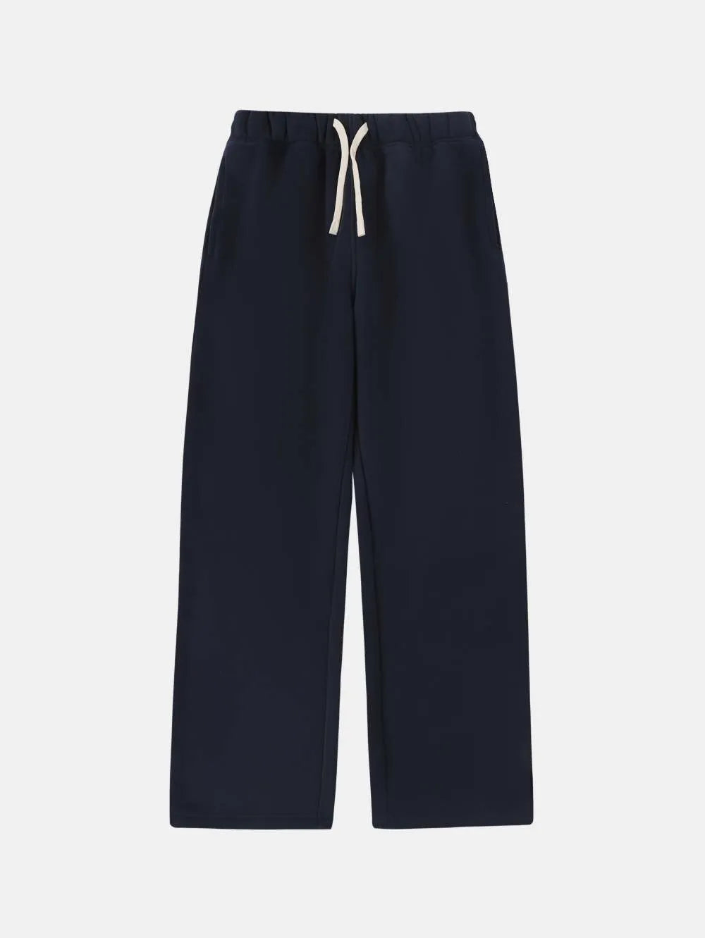 Man's black fleece-lined sweatpants with drawstring waist in loose fit