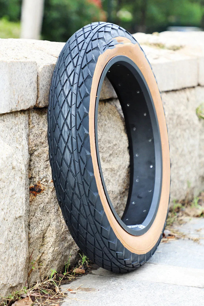 Brown skin edge rubber tyre for electric beach cars measuring 20 x 4.0 inches