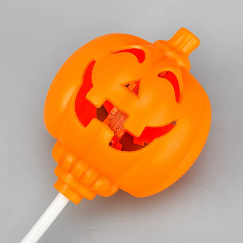 Pumpkin-shaped decorative lamp with USB cable for purple or yellow ambient lighting