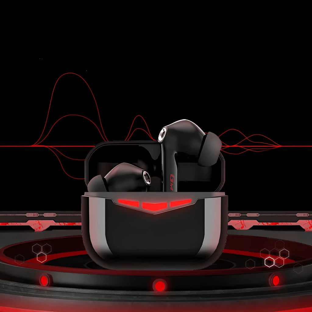 True wireless gaming Bluetooth headset in black, pink, white or grey with charging case and earmuffs
