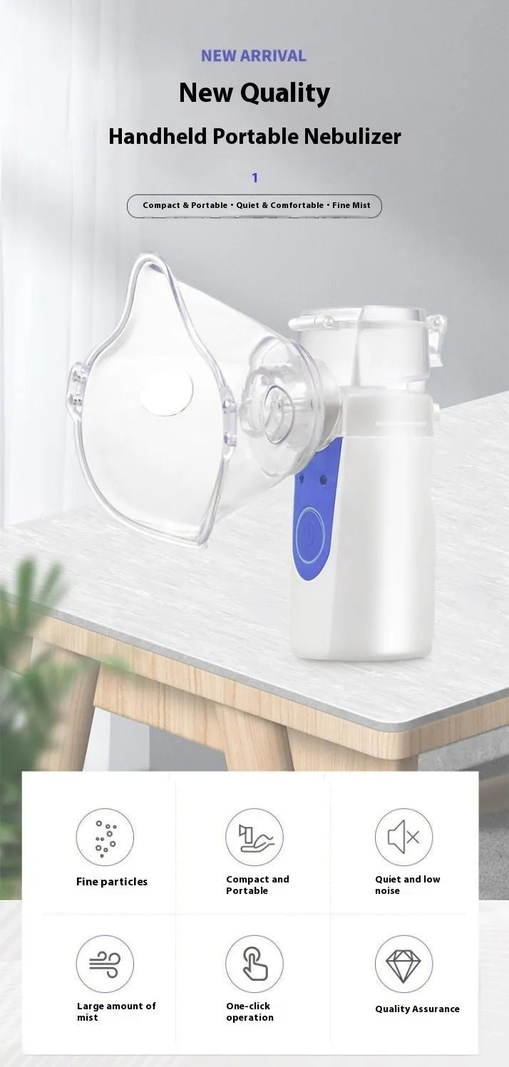 USB handheld household nebuliser spray machine with columnar plastic design and single fog outlet