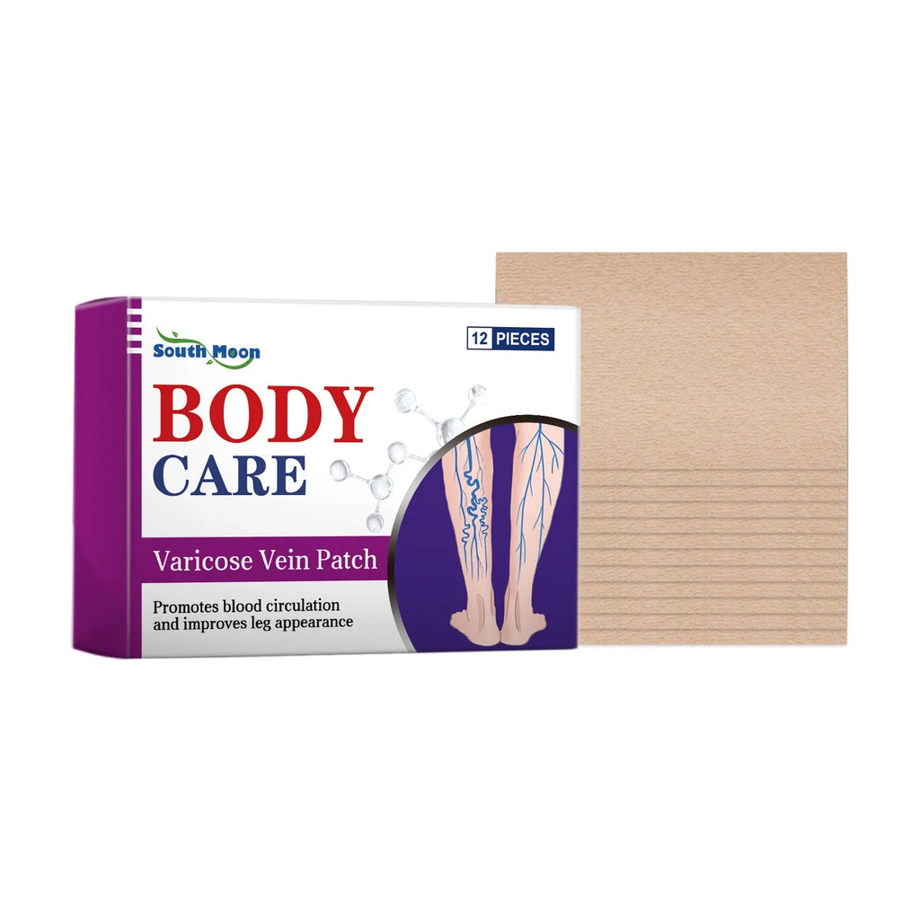 12-piece pack of leg care patches with plant ingredients for muscle relief