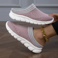 Women's black Flyknit slipper shoes with hollowed-out pattern and lightweight sole