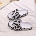 EVA material leopard print slippers with thick bottom design shown in multiple colour options