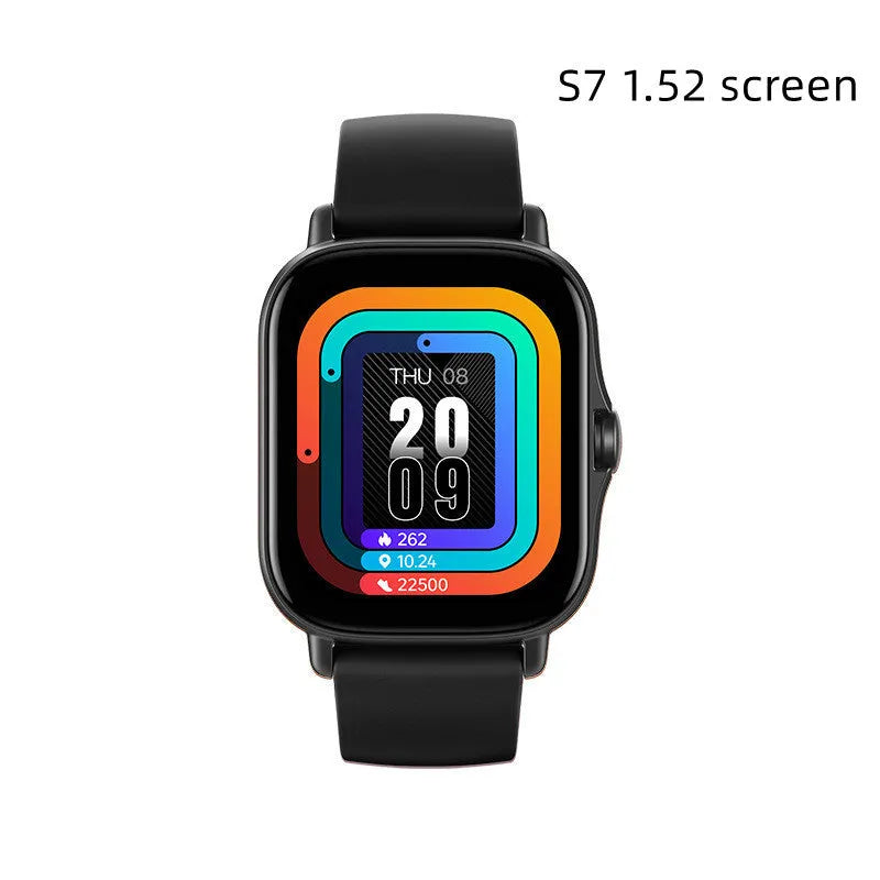 GT20 black smartwatch showing time on its 1.75-inch screen with a silicone wrist band.