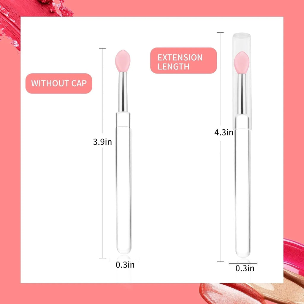 Set of silicone lip brushes with caps in various colours including blue, pink, purple and red.