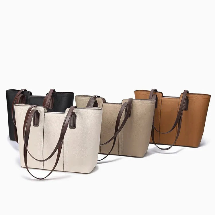 Genuine leather women's shoulder bag in box-type suitcase shape with sandwich pocket design