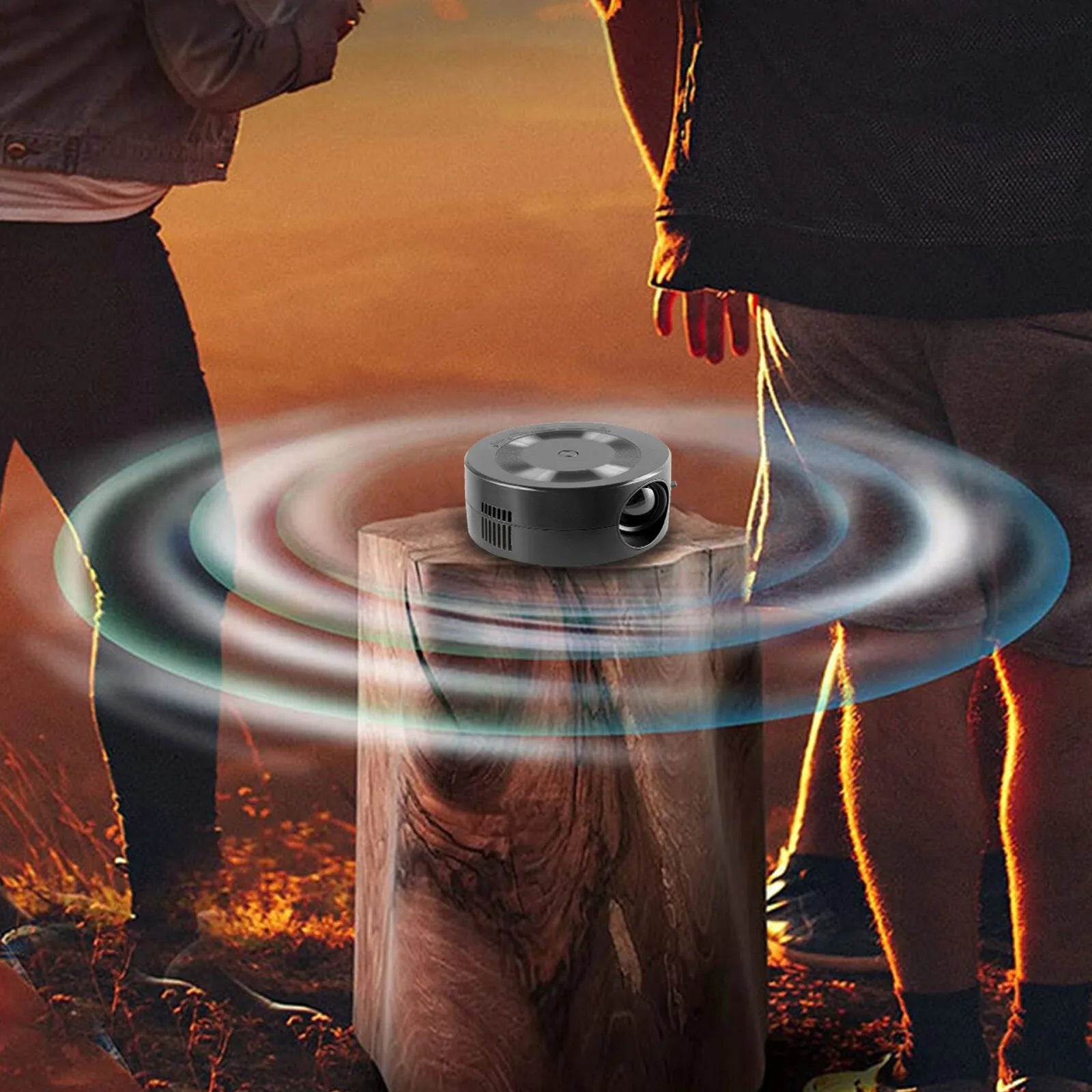 Portable black plastic USB wired same-screen mobile phone projector with 1080p resolution