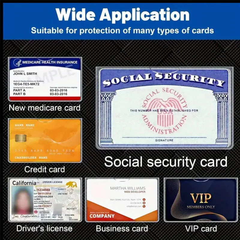 Clear transparent PVC social security card holder with waterproof cover