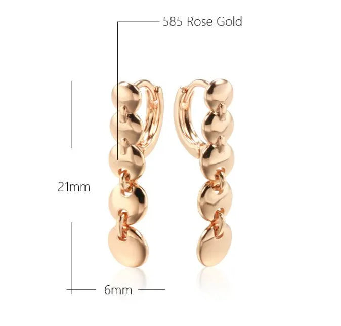 Gold retro woven circle earrings with geometric copper construction