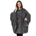 Thickened hooded bathrobe in polyester shown in black, dark grey and pink colour options