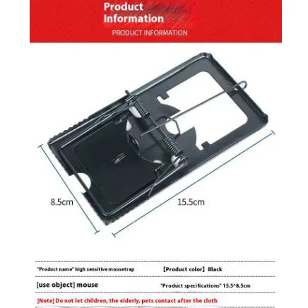 Automatic mouse trap cage in metal and plastic construction for indoor rodent control