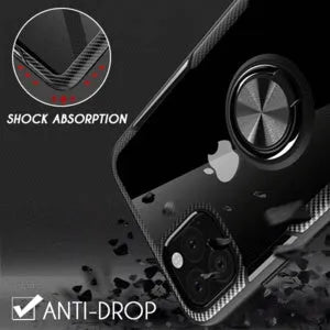 PU material iPhone case in black colour for iPhone 11 Pro Max with fashion back cover design.