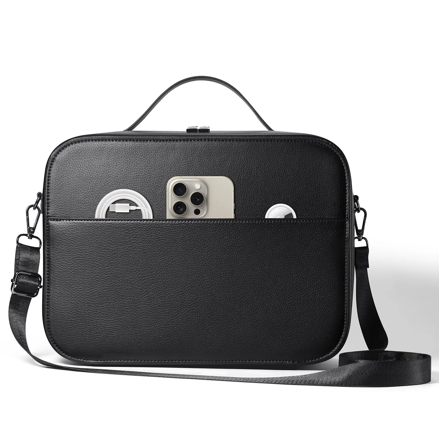 Black MR storage box for Vision Pro head-mounted equipment with superfibre construction showing 32.5×24.5×11.5cm dimensions