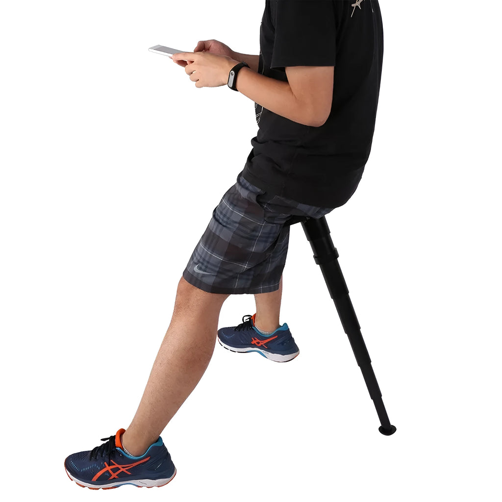 Black lightweight folding stool for camping and fishing, dimensions 170x70x70mm