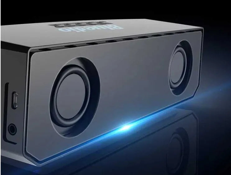 Black BS-6 cloud smart speaker with 52mm drive unit and micro-USB charging port