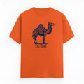 Orange cotton t-shirt with short sleeves and round neck on hanger