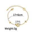 Women's stainless steel resin bracelet with double-layer heart design and electroplated metallic finish