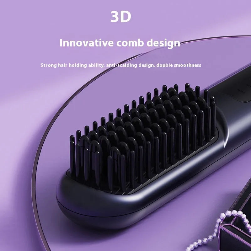 Portable charging negative ion hair comb in blue, grey or white, showing ABS plastic construction and comb teeth.