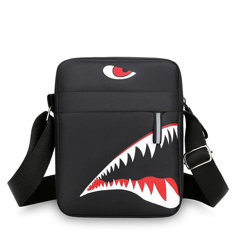 Men's small casual shoulder crossbody bag in Oxford cloth with animal pattern print