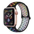 Silicone sports wristband with adjustable buckle strap in black, rainbow or white colour options