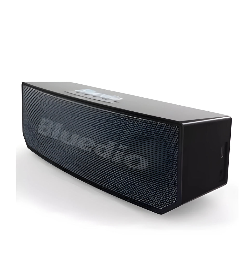 Black BS-6 cloud smart speaker with 52mm drive unit and micro-USB charging port
