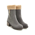 Waterproof snow boots with rubber sole and anti-slip grip in black, grey, green, orange colours
