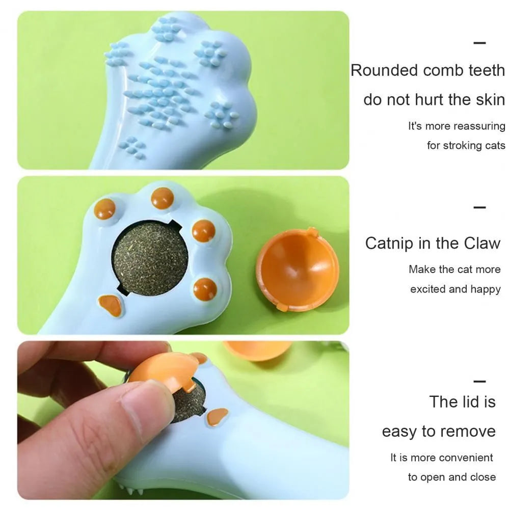Cartoon design cat massage comb with catnip toy for dental care and digestion promotion