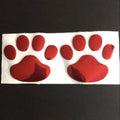 PVC car stickers showing hand-shaped brush design with dog footprints pattern in four colour options
