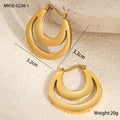 Geometric French earrings with 18K gold plating on stainless steel featuring round ring elements