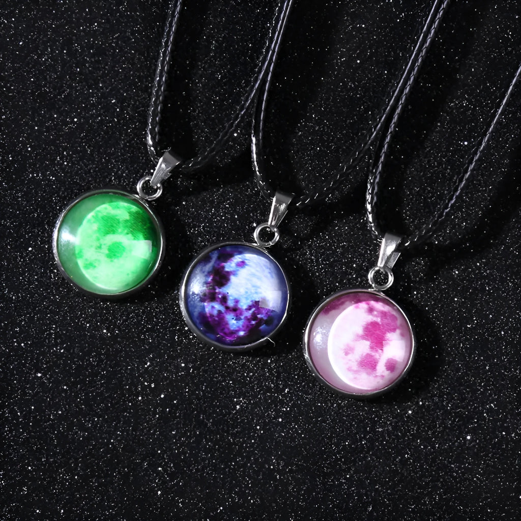 Luminous constellation design pendant necklace with adjustable chain in Christmas moon night sky theme