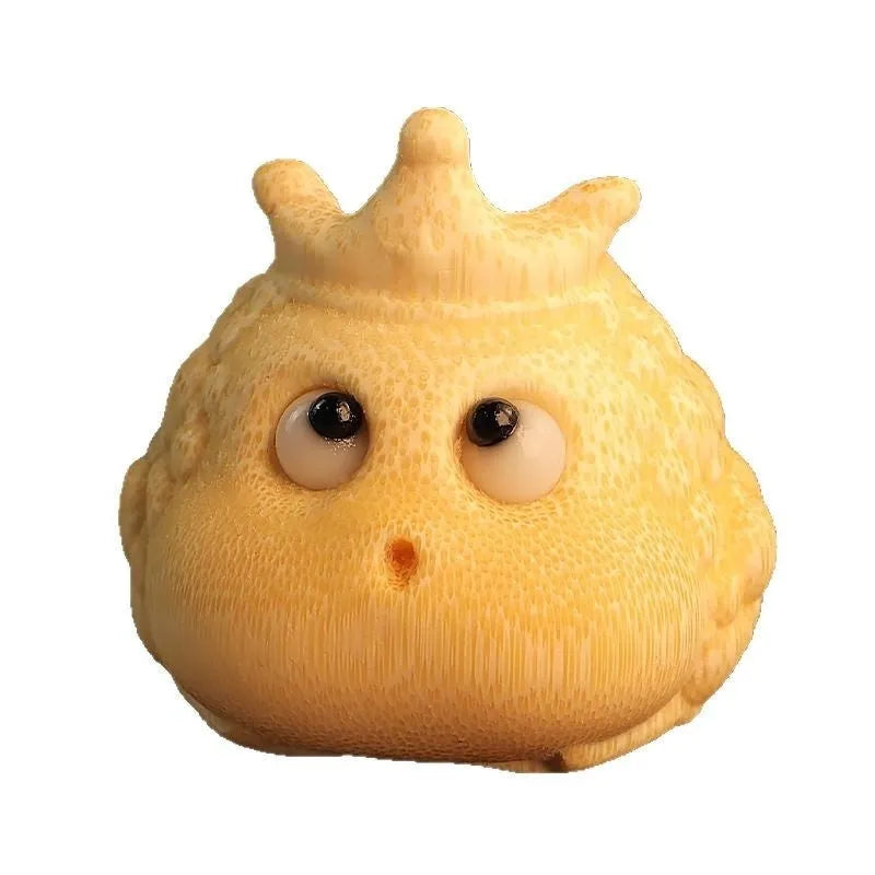 Solid bamboo carving of a Crown Princess toad ornament