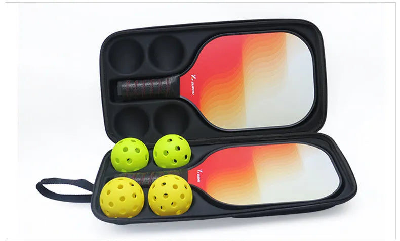 Black EVA pickleball racket storage case with double shoulder straps
