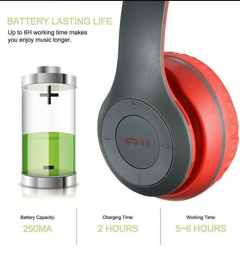 P47 wireless gaming headset in black with Bluetooth 4.1 stereo sound and 5-6 hour battery life