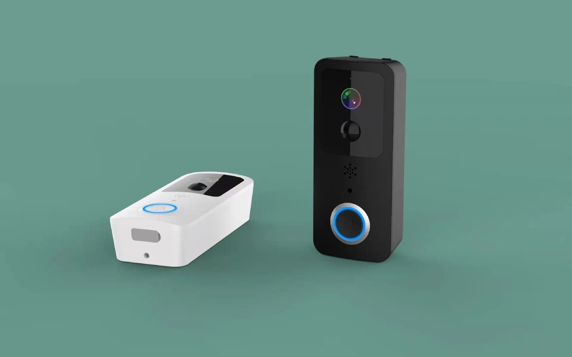 Smart home waterproof HD visual doorbell with intercom on a white or black doodle board mount.