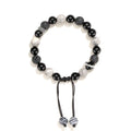Black agate map stone and volcanic rock bracelet with diamond-shaped beads in new Chinese style