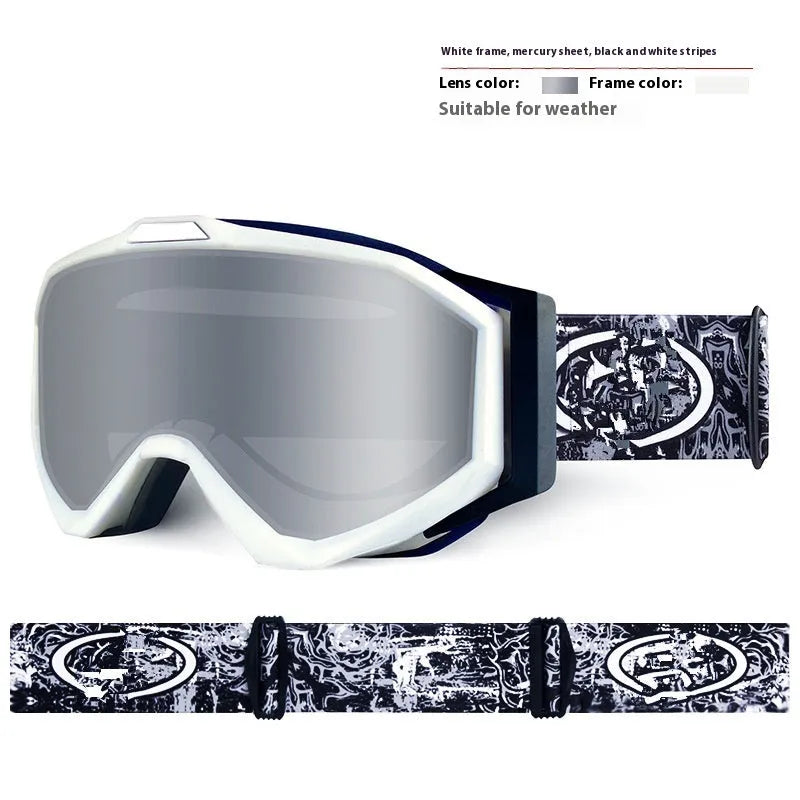 Motorcycle goggles with a double layer anti-fog lens and a black TPU frame shown with a grey lens.