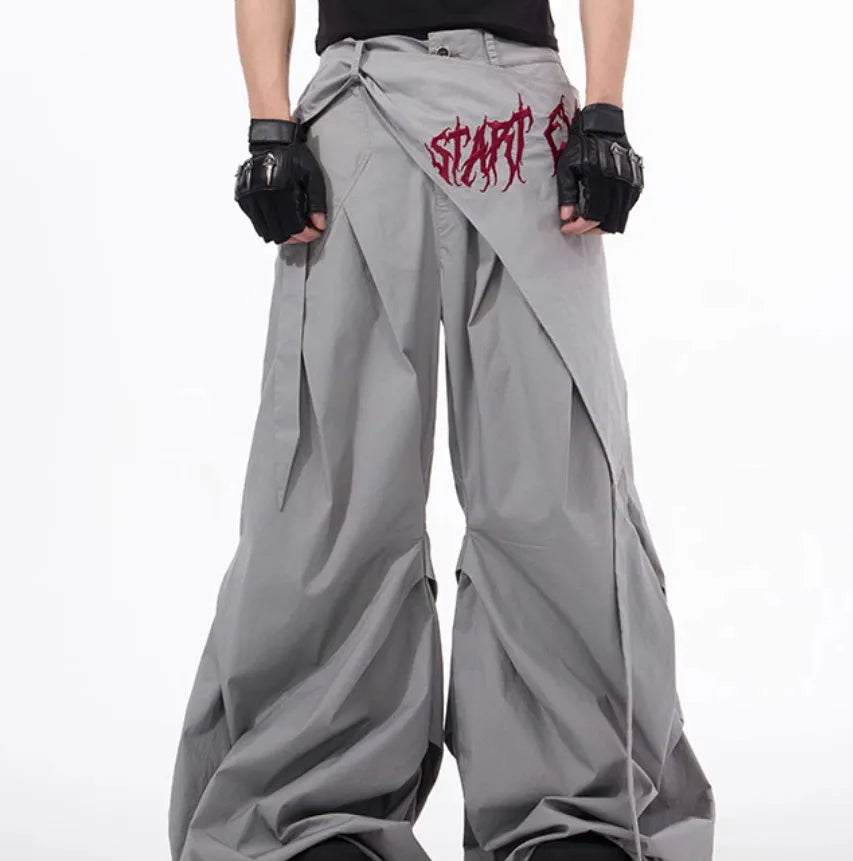 Boys black wide-leg trousers Korean style summer casual wear with solid pattern